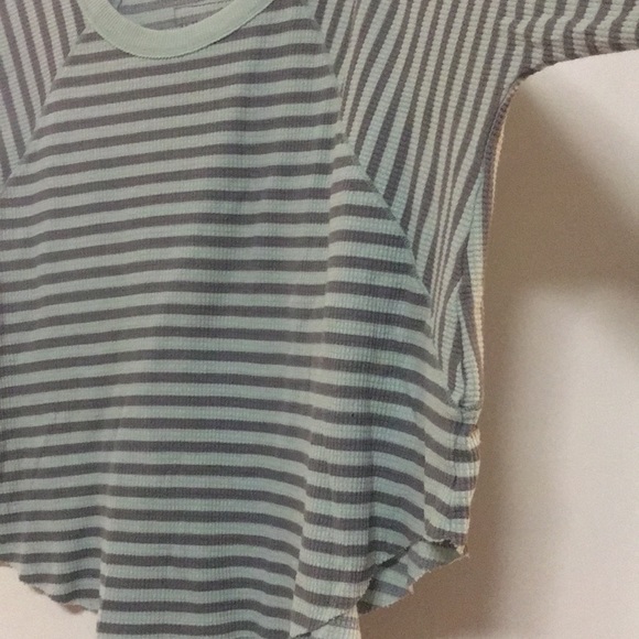 Free People Grey and Mint Strip Knit Top - Picture 4 of 8